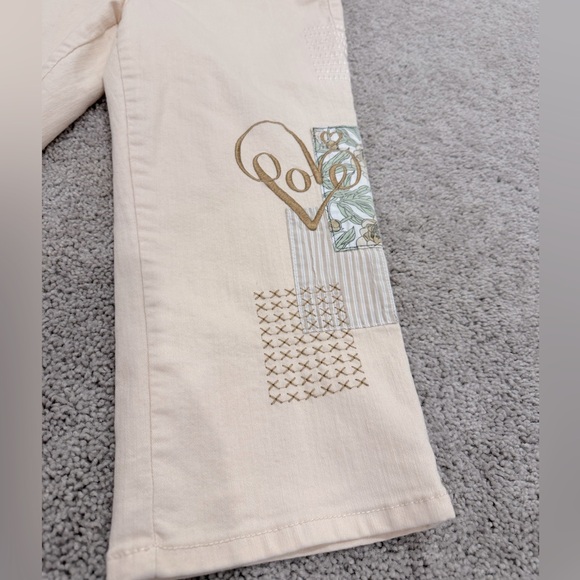 DG2 Diane Gilman Blue Jeans Embroidered Patchwork 10P, High-Rise Crop HSN - Picture 2 of 8